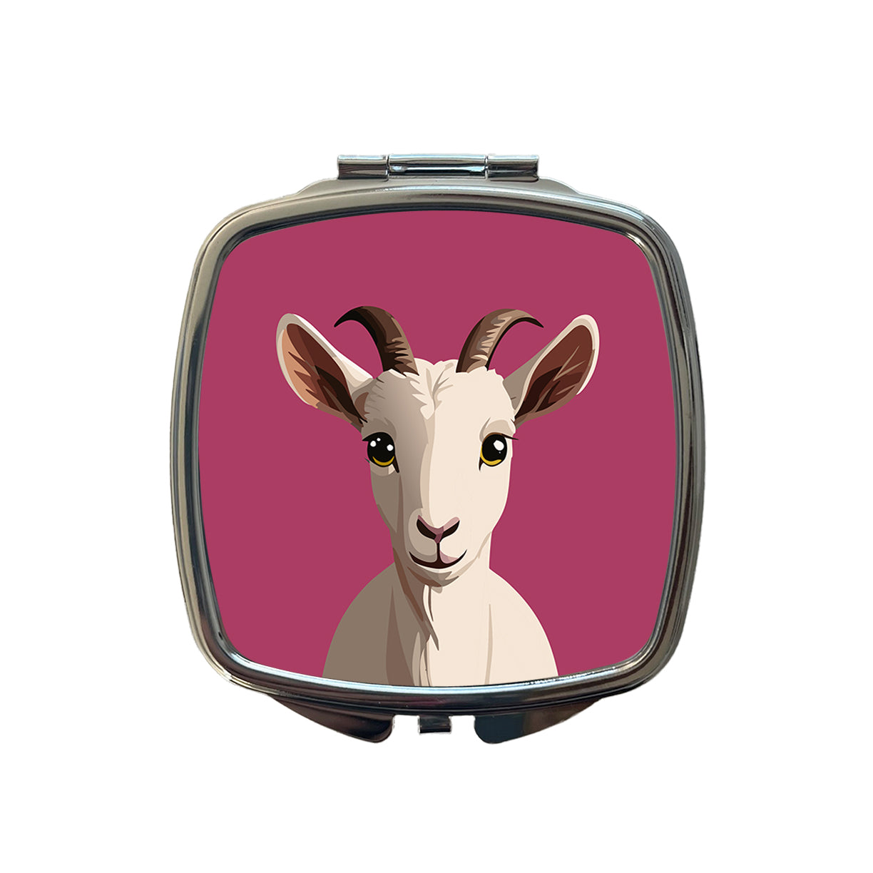 Goat Head Staring Cute Small Travel Purse Handbag Pocket Makeup Compact Mirror