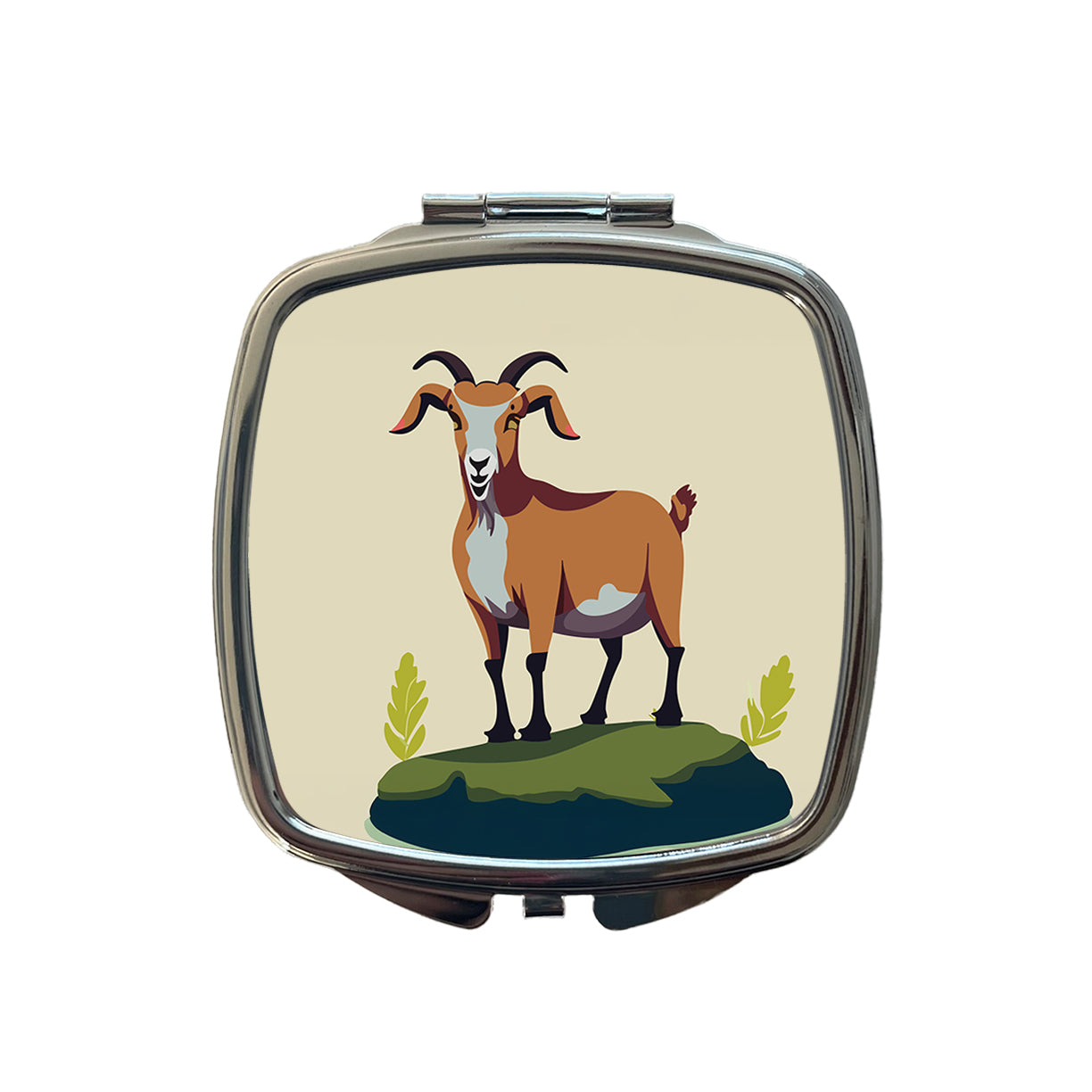 Goat Standing Small Travel Purse Handbag Pocket Makeup Compact Mirror