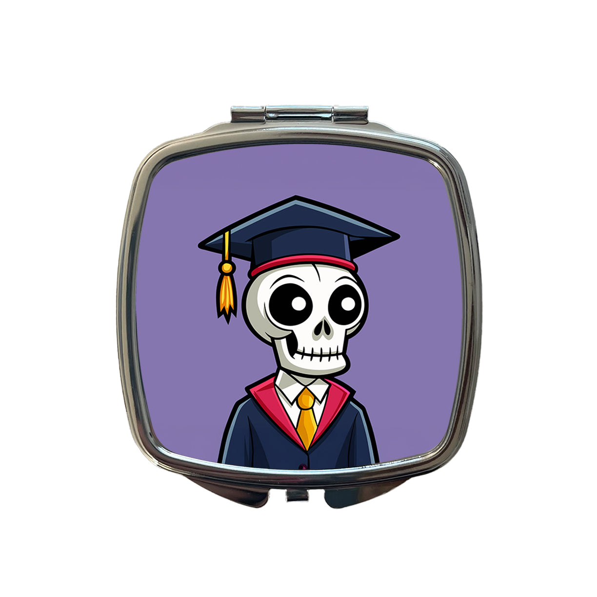 Graduate Skeleton Cute Graduation Small Travel Purse Handbag Pocket Makeup Compact Mirror