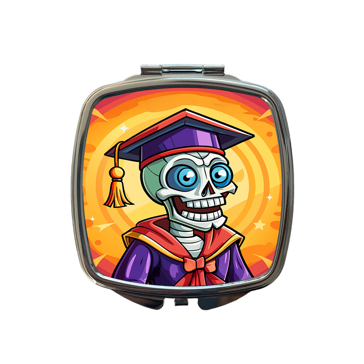 Graduate Skeleton Funny Graduation Small Travel Purse Handbag Pocket Makeup Compact Mirror