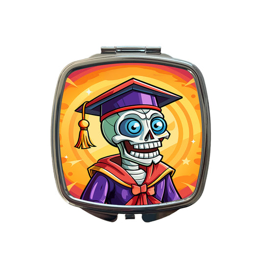 Graduate Skeleton Funny Graduation Small Travel Purse Handbag Pocket Makeup Compact Mirror