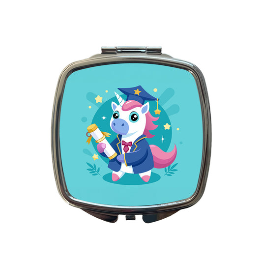 Graduate Unicorn Graduation Small Travel Purse Handbag Pocket Makeup Compact Mirror