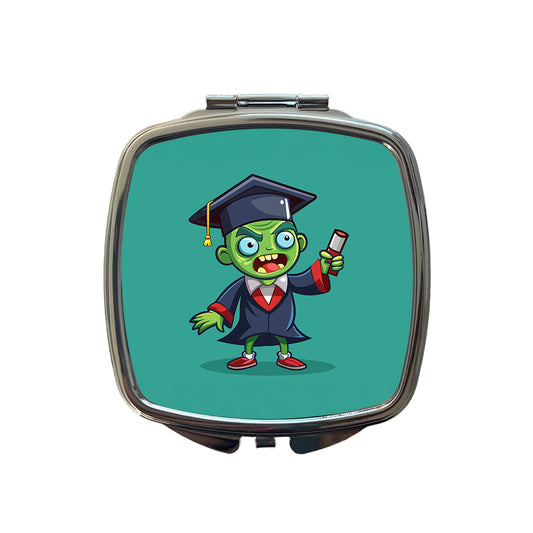 Graduate Zombie Graduation Cartoon Small Travel Purse Handbag Pocket Makeup Compact Mirror