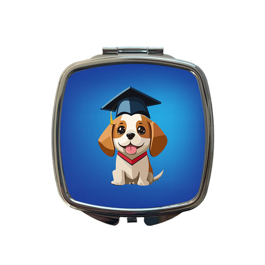 Graduation Dog Graduate Cute Small Travel Purse Handbag Pocket Makeup Compact Mirror