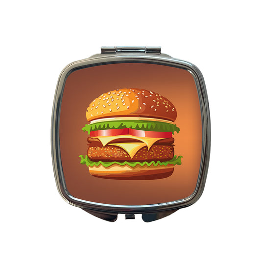 Hamburger Yummy Fast Food Small Travel Purse Handbag Pocket Makeup Compact Mirror
