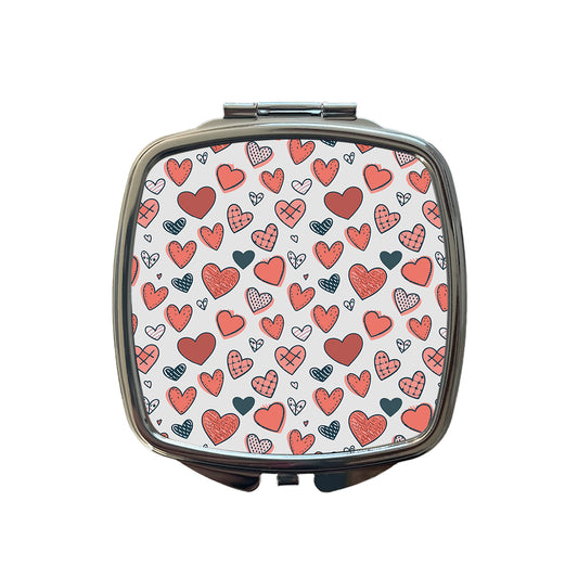 Hearts Cottage Core Valentines Day Anniversary Love Wedding Small Travel Purse Handbag Pocket Makeup Compact Mirror