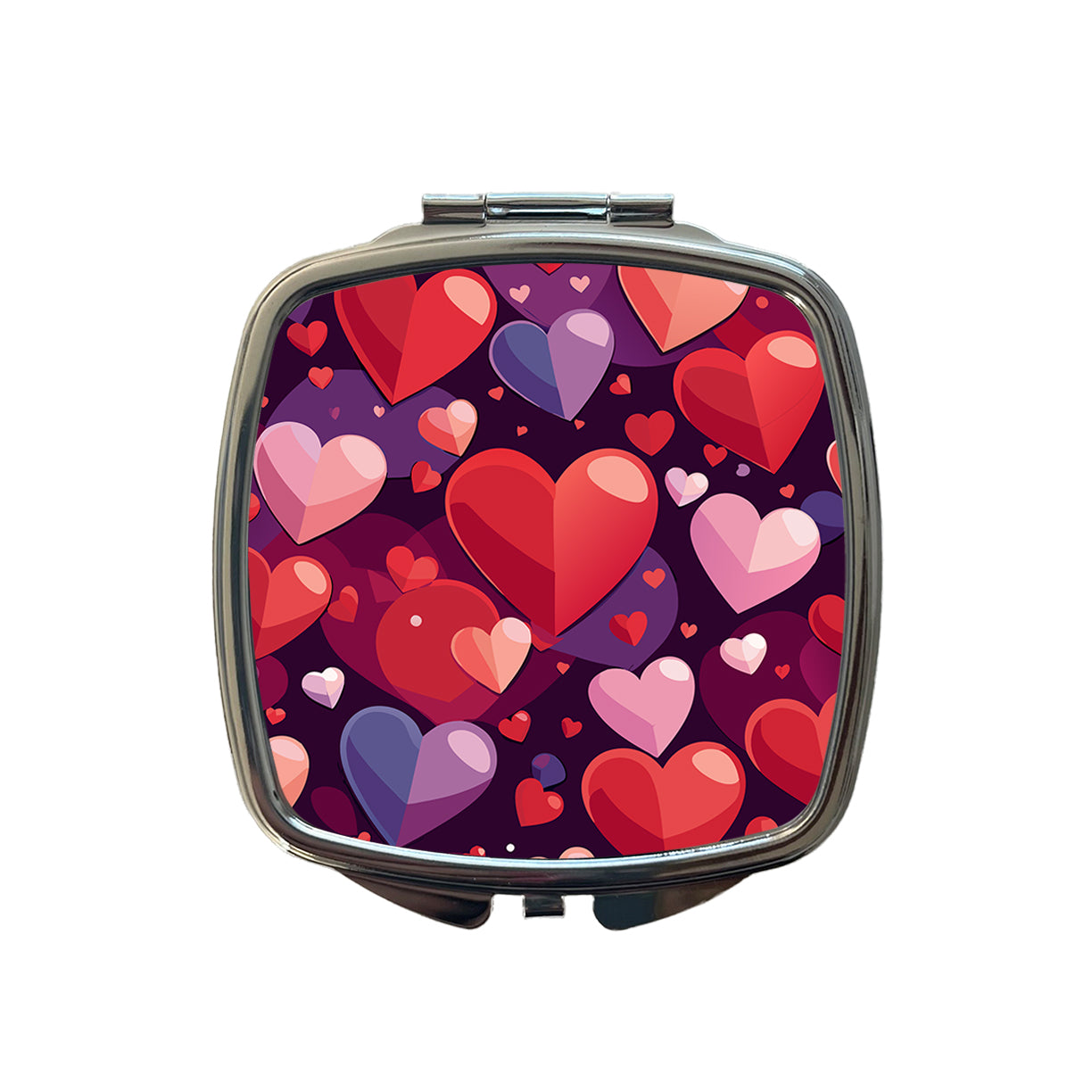 Hearts Scattered Love Valentines Anniversary Wedding Small Travel Purse Handbag Pocket Makeup Compact Mirror