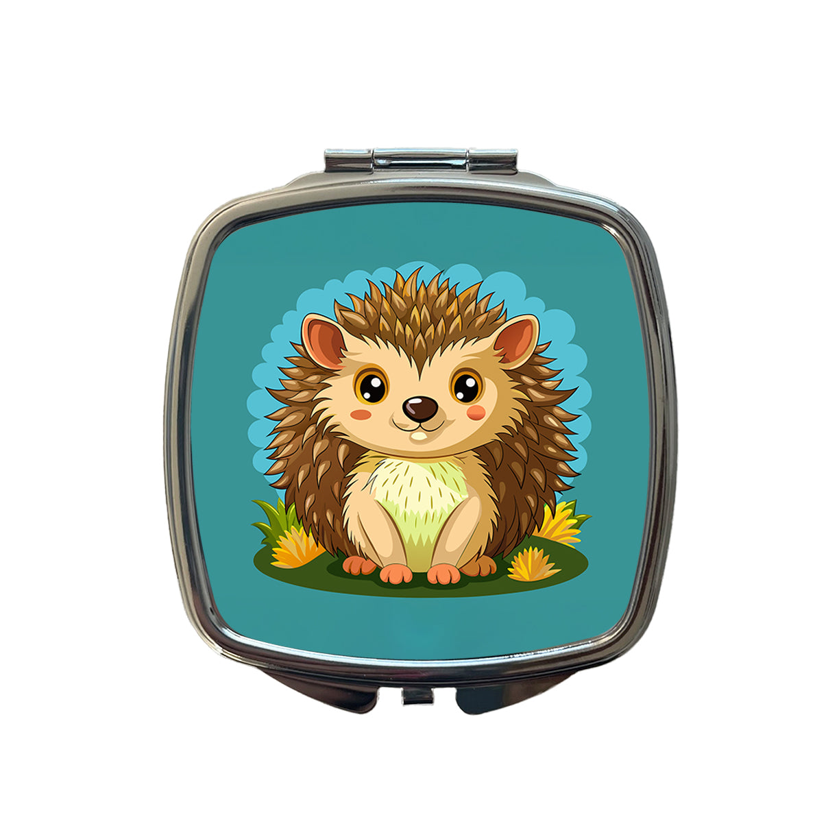 Hedgehog Smiling Cute Small Travel Purse Handbag Pocket Makeup Compact Mirror