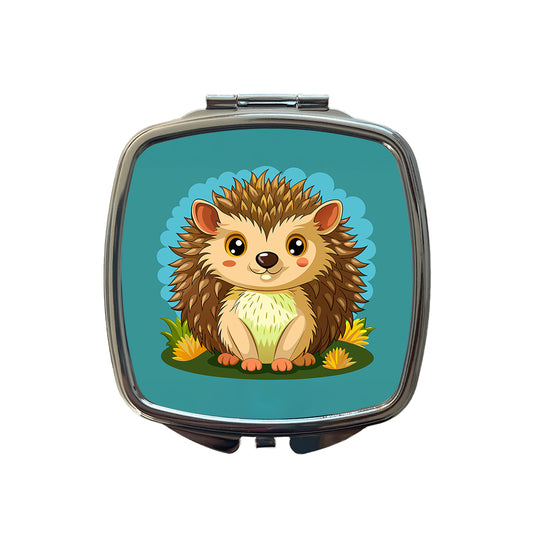 Hedgehog Smiling Cute Small Travel Purse Handbag Pocket Makeup Compact Mirror