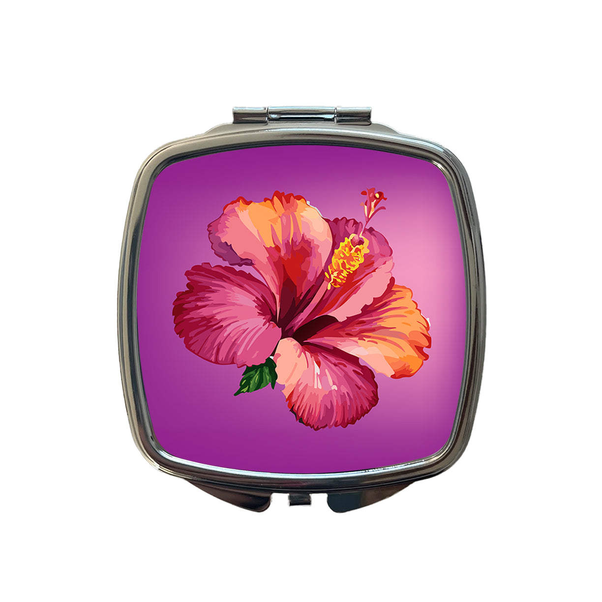 Hibiscus Flower Tropical Watercolor Small Travel Purse Handbag Pocket Makeup Compact Mirror