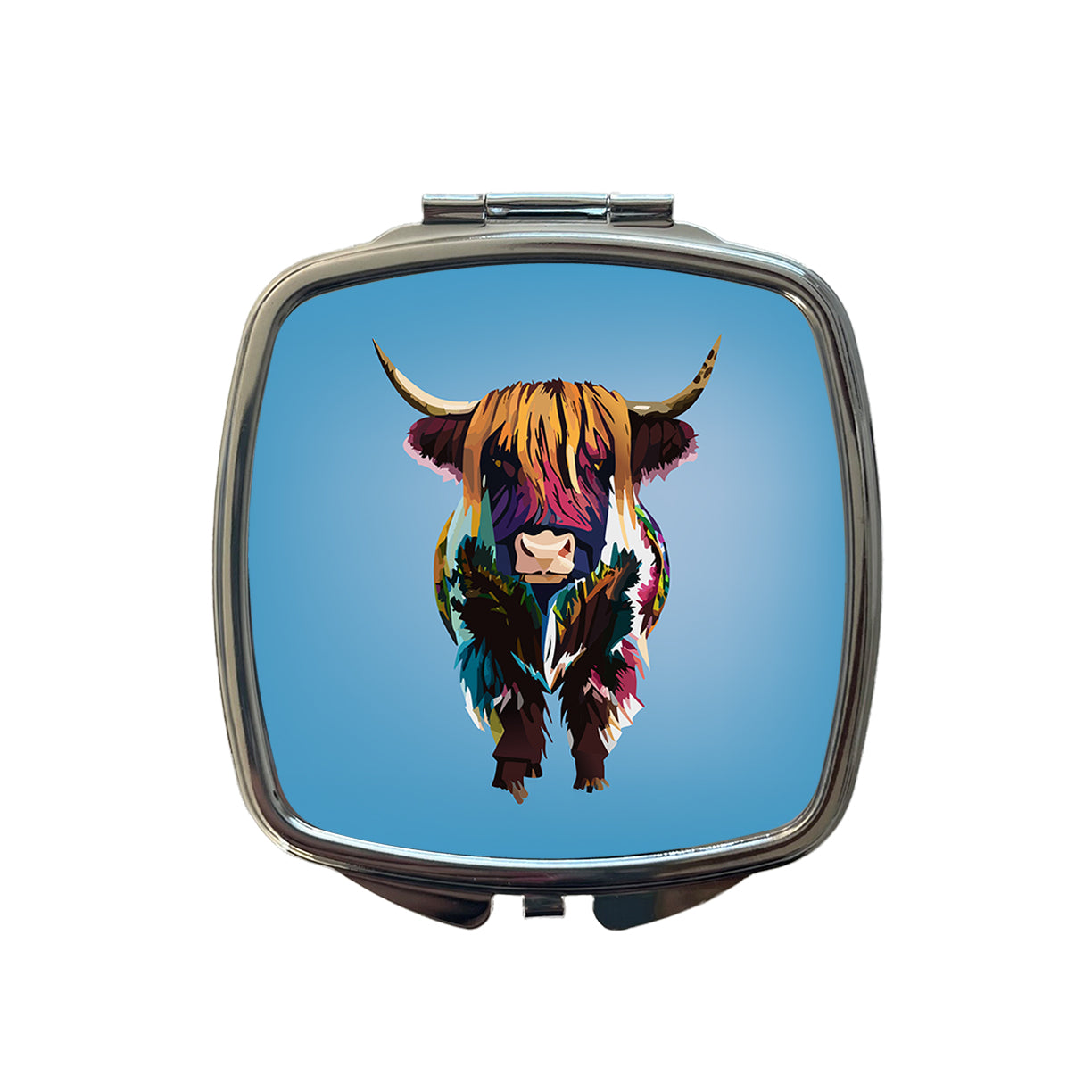 Highland Cow Colorful Small Travel Purse Handbag Pocket Makeup Compact Mirror