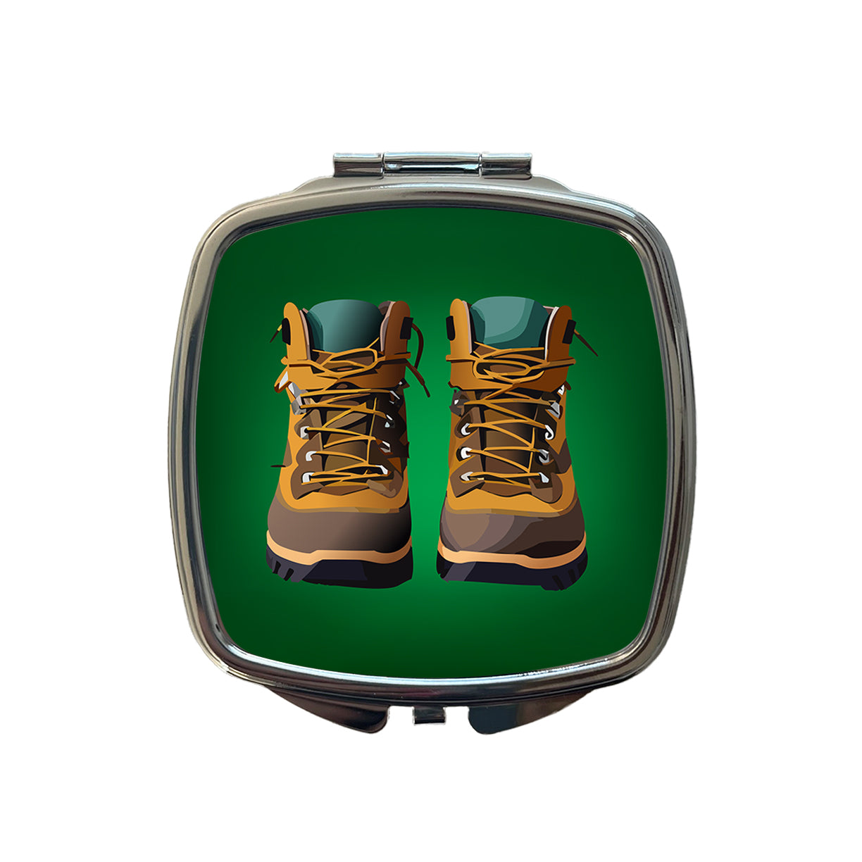Hiking Boots Hiker Small Travel Purse Handbag Pocket Makeup Compact Mirror