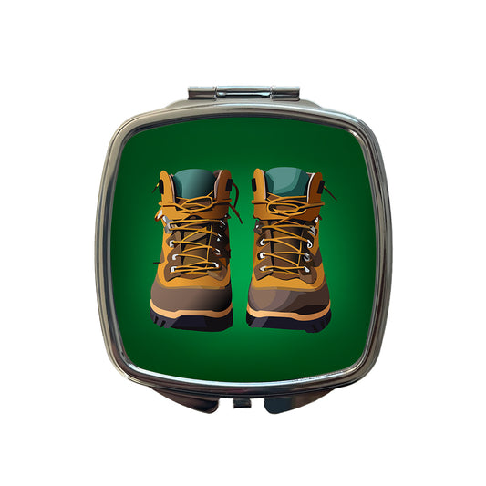 Hiking Boots Hiker Small Travel Purse Handbag Pocket Makeup Compact Mirror