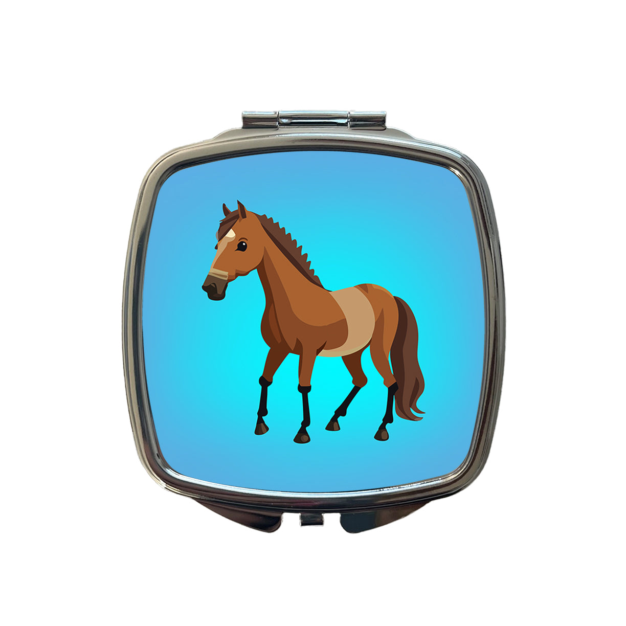 Horse Standing Small Travel Purse Handbag Pocket Makeup Compact Mirror