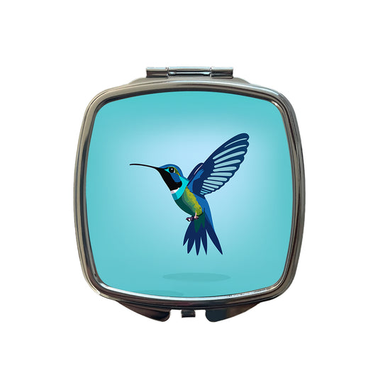Hummingbird Blue Small Travel Purse Handbag Pocket Makeup Compact Mirror