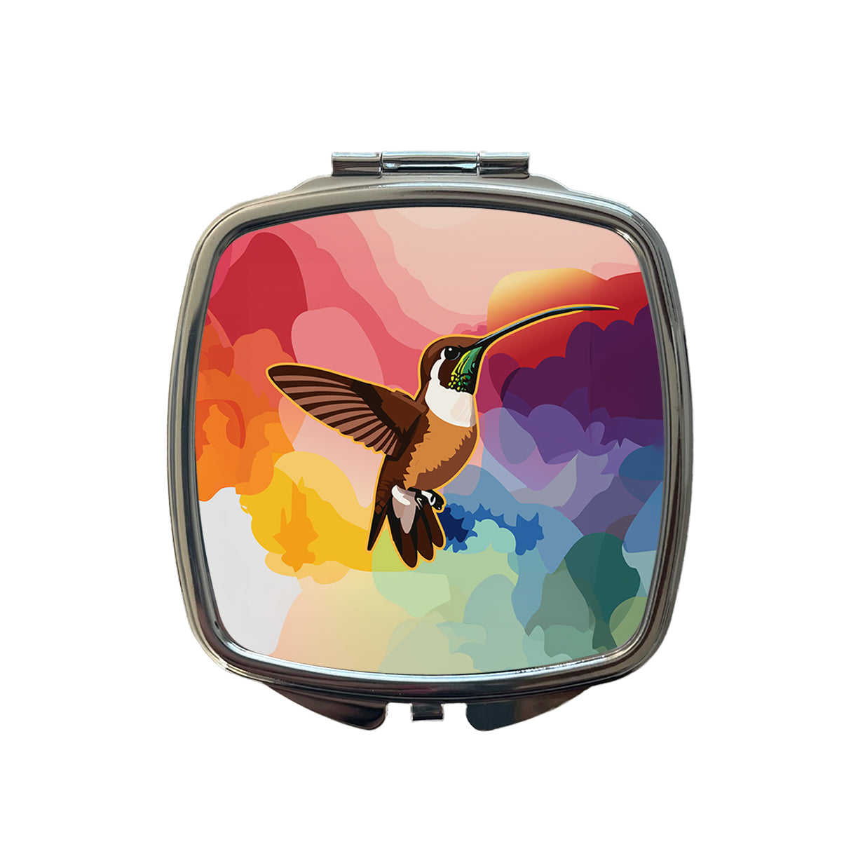 Hummingbird Brown Small Travel Purse Handbag Pocket Makeup Compact Mirror