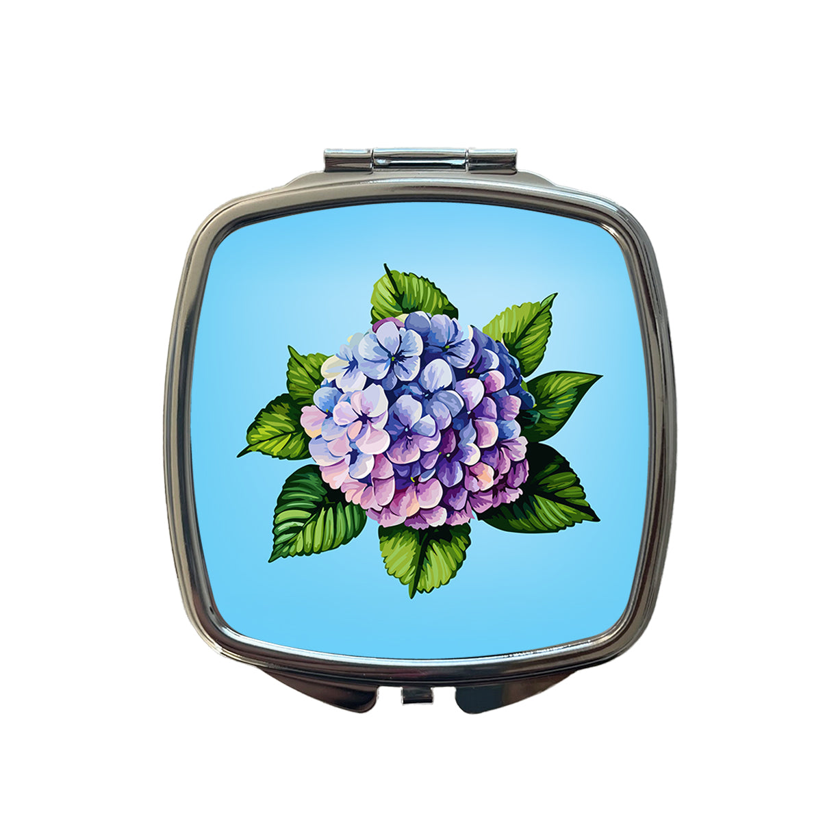 Hydrangea Flower Watercolor Small Travel Purse Handbag Pocket Makeup Compact Mirror