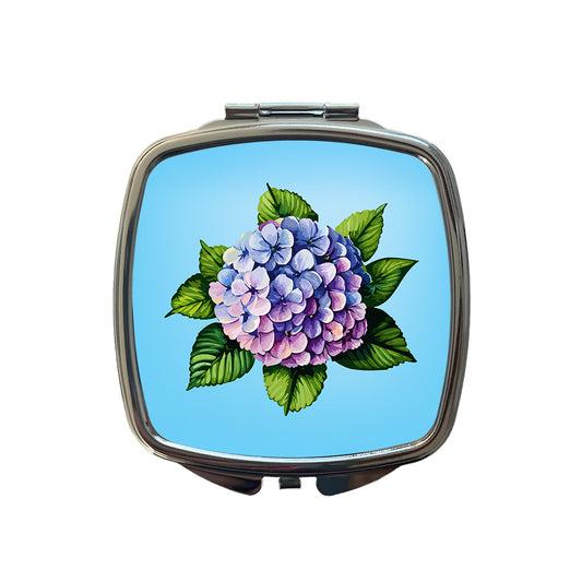 Hydrangea Flower Watercolor Small Travel Purse Handbag Pocket Makeup Compact Mirror
