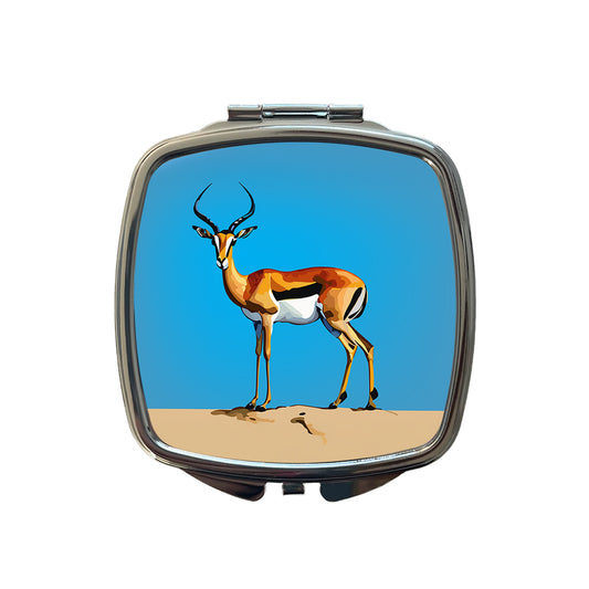 Impala Watercolor Africa Animal Small Travel Purse Handbag Pocket Makeup Compact Mirror