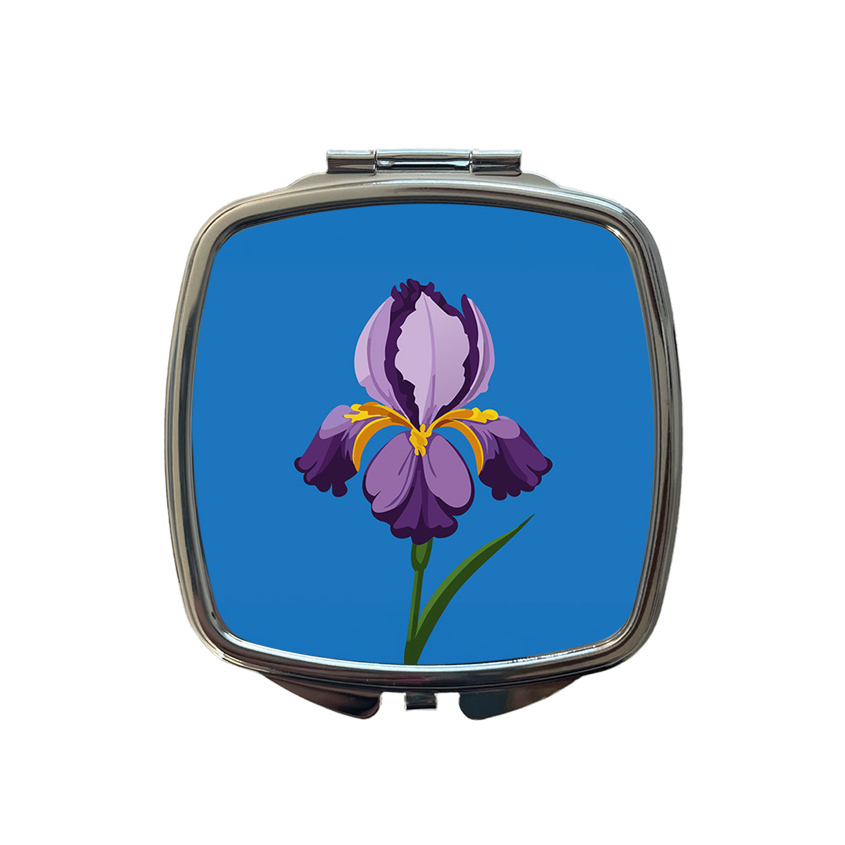 Iris Bearded Purple Flower Small Travel Purse Handbag Pocket Makeup Compact Mirror