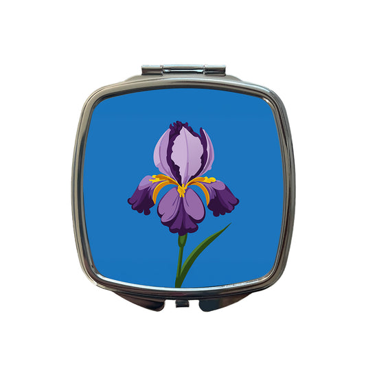 Iris Bearded Purple Flower Small Travel Purse Handbag Pocket Makeup Compact Mirror