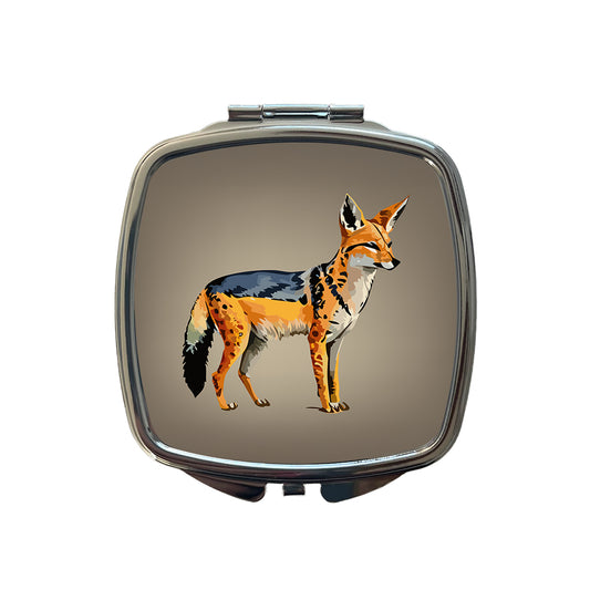 Jackal Watercolor Small Travel Purse Handbag Pocket Makeup Compact Mirror