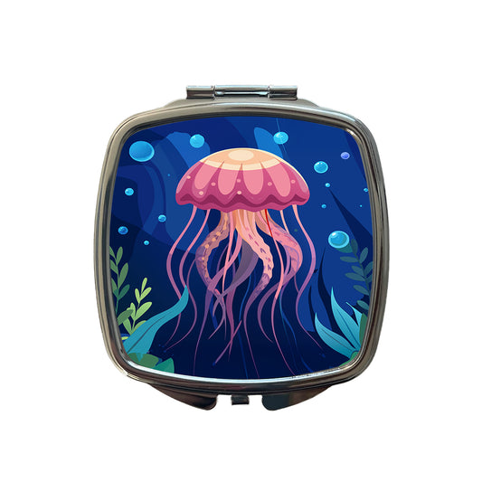 Jelly Fish in Ocean Small Travel Purse Handbag Pocket Makeup Compact Mirror