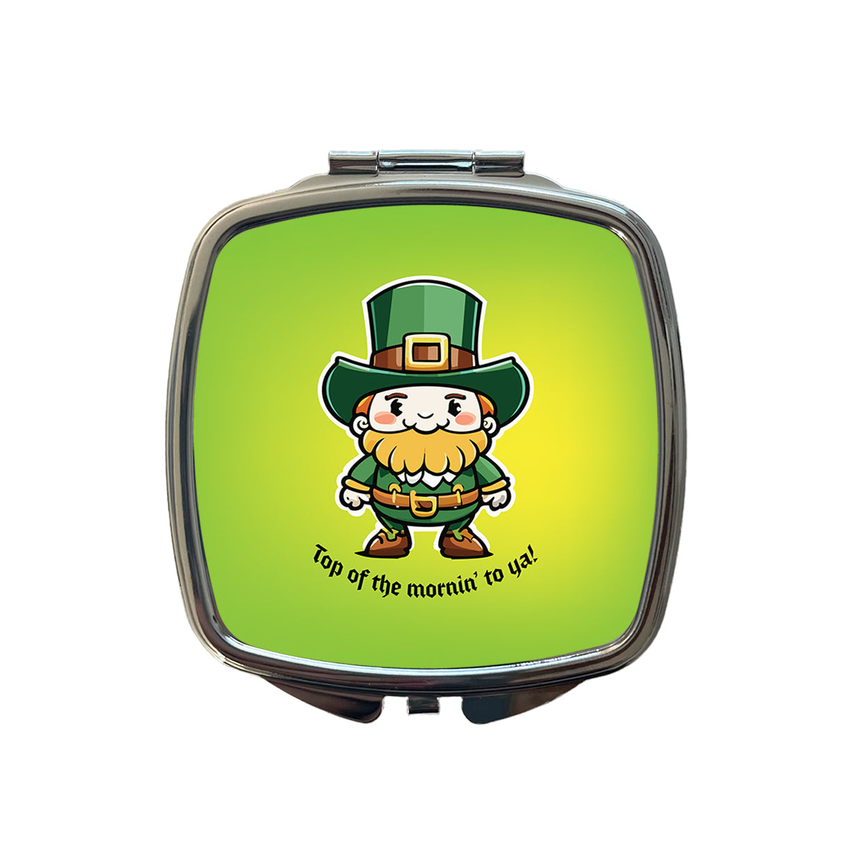 Leprechaun Irish Top of the Morning Funny St Patrick's Day Small Travel Purse Handbag Pocket Makeup Compact Mirror