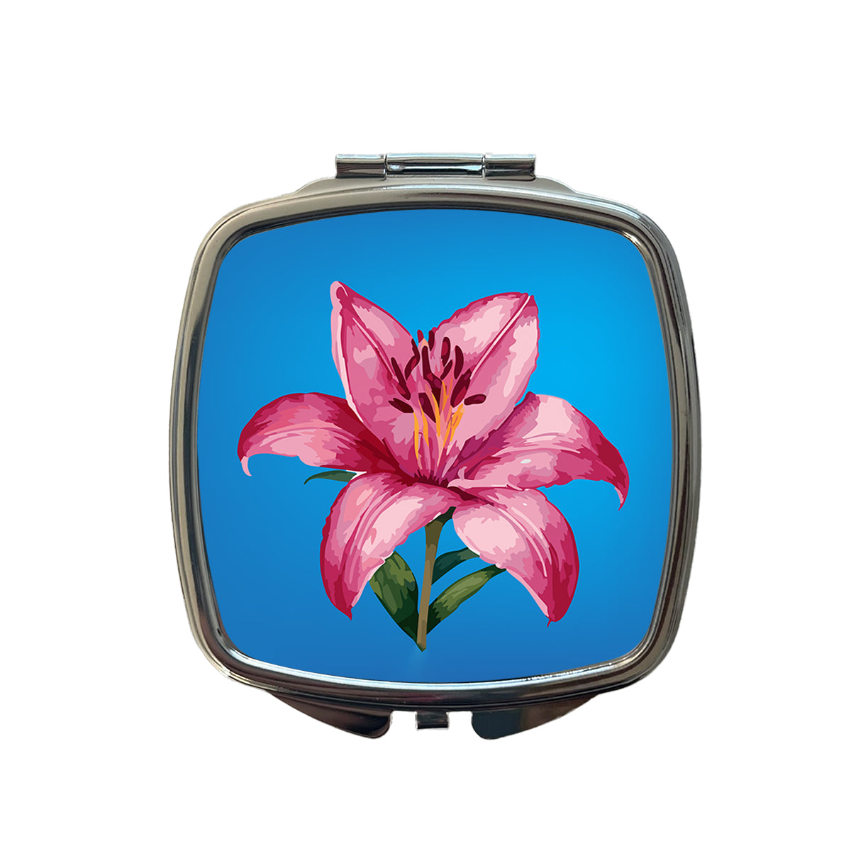 Lily Pink Flower Small Travel Purse Handbag Pocket Makeup Compact Mirror