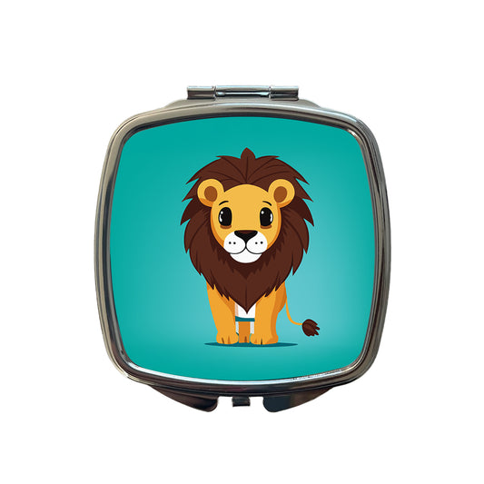 Lion Standing Small Travel Purse Handbag Pocket Makeup Compact Mirror