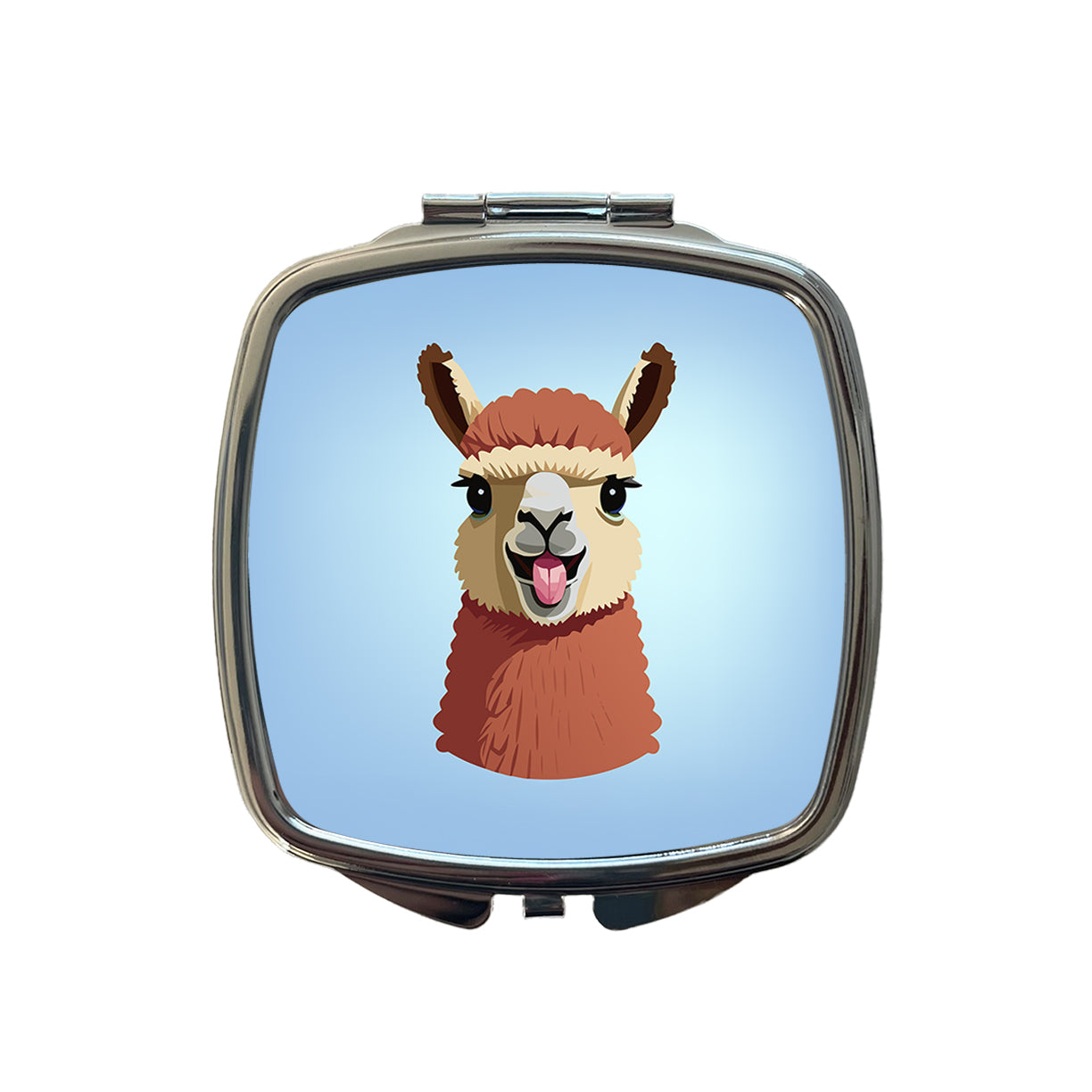 Llama Tongue Sticking Out Small Travel Purse Handbag Pocket Makeup Compact Mirror