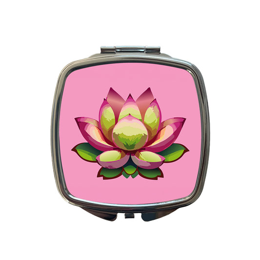 Lotus Flower Purity Strength Yoga Plant Small Travel Purse Handbag Pocket Makeup Compact Mirror