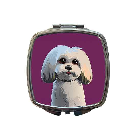 Maltese Dog Cute Small Travel Purse Handbag Pocket Makeup Compact Mirror
