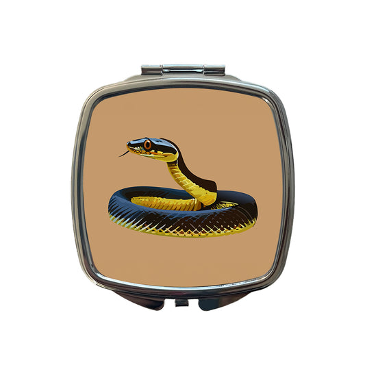 Mamba Snake Coiled Small Travel Purse Handbag Pocket Makeup Compact Mirror