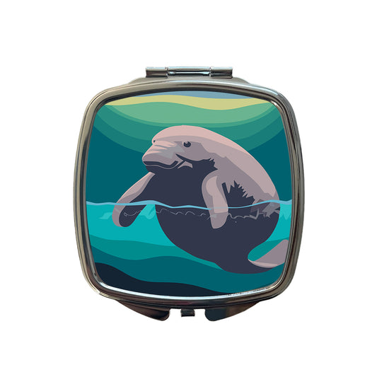 Manatee Ocean Sea Animal Small Travel Purse Handbag Pocket Makeup Compact Mirror