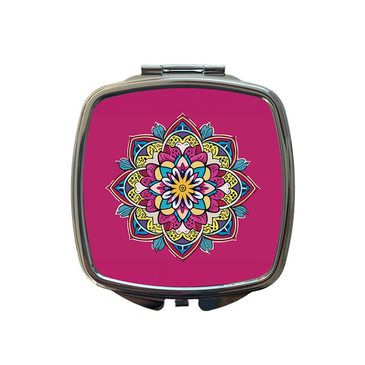 Mandala Colorful Beautiful Small Travel Purse Handbag Pocket Makeup Compact Mirror