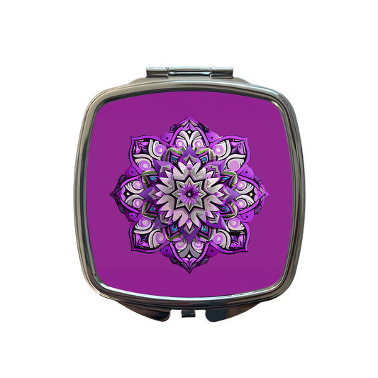 Mandala Purple Small Travel Purse Handbag Pocket Makeup Compact Mirror