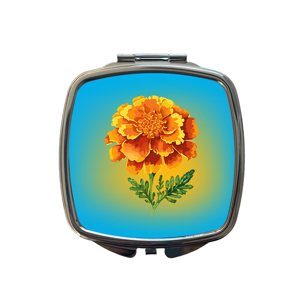 Marigold Flower Watercolor Orange Small Travel Purse Handbag Pocket Makeup Compact Mirror