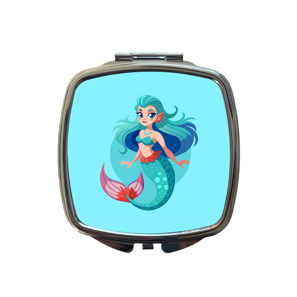 Mermaid with Blue Hair Small Travel Purse Handbag Pocket Makeup Compact Mirror