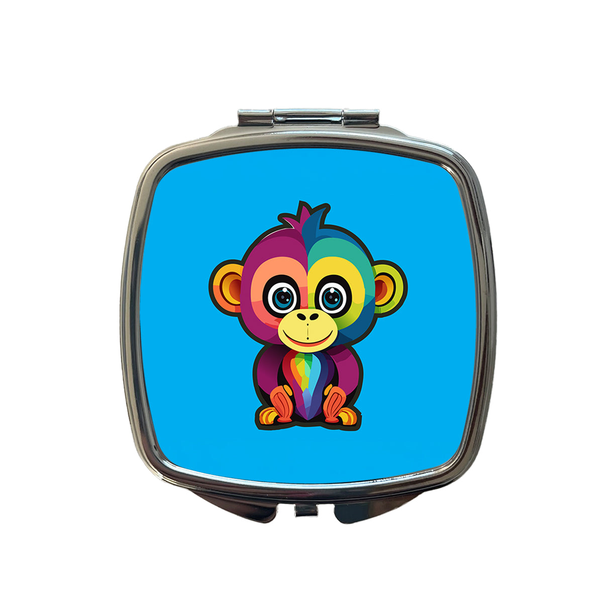 Monkey Colorful Rainbow Small Travel Purse Handbag Pocket Makeup Compact Mirror