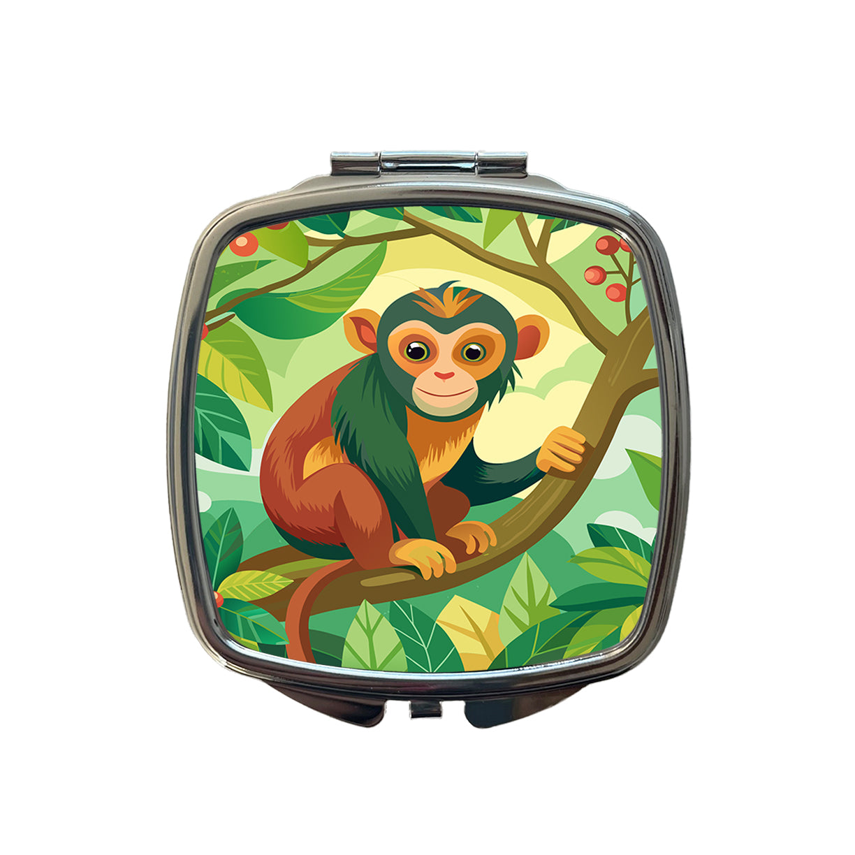 Monkey in Tree Small Travel Purse Handbag Pocket Makeup Compact Mirror