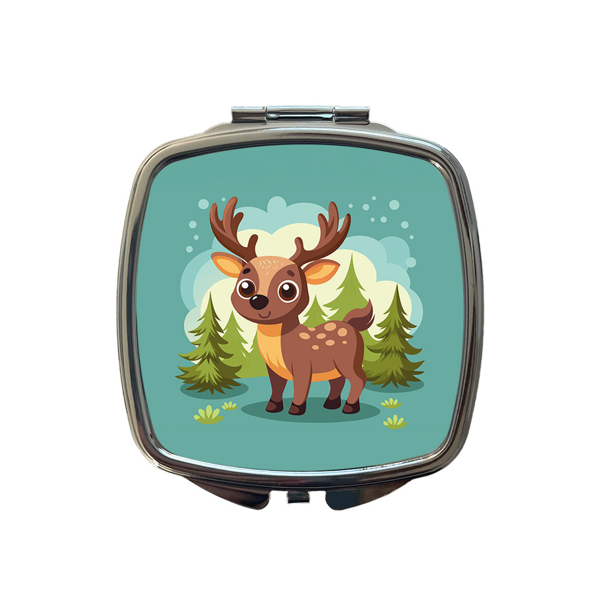 Moose Cute in Forest Small Travel Purse Handbag Pocket Makeup Compact Mirror