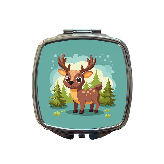 Moose Cute in Forest Small Travel Purse Handbag Pocket Makeup Compact Mirror