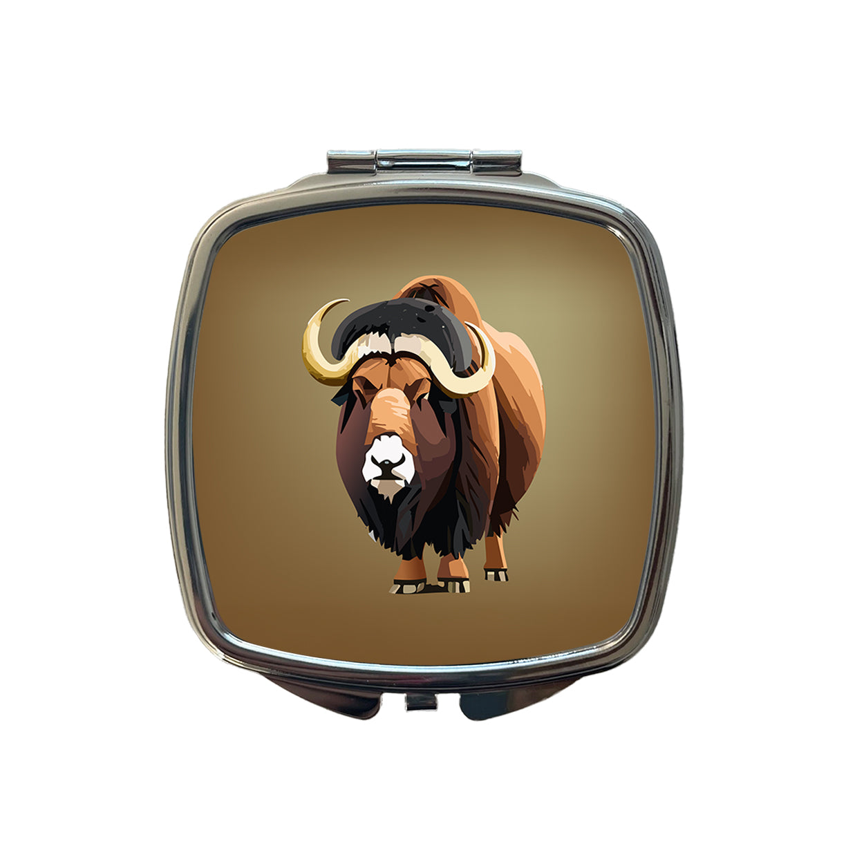 Muskox Musk Ox Shaggy Arctic Animal Small Travel Purse Handbag Pocket Makeup Compact Mirror