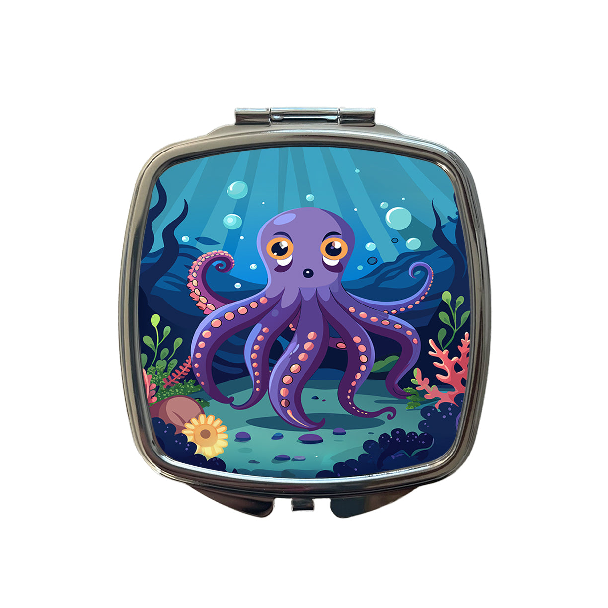 Octopus in Ocean Cute Small Travel Purse Handbag Pocket Makeup Compact Mirror