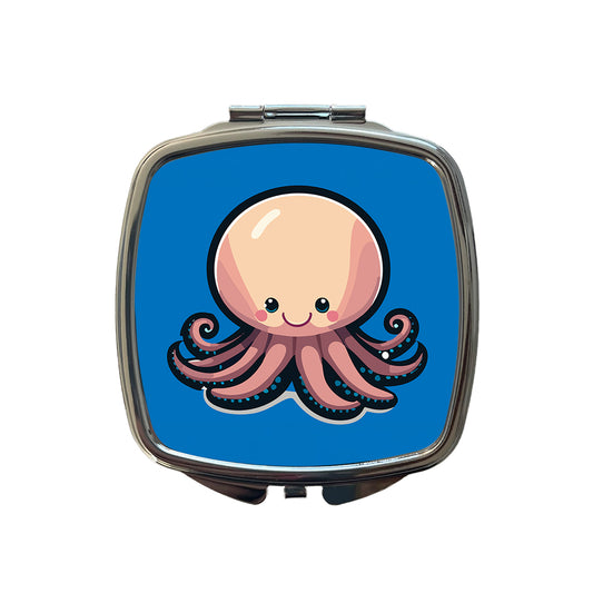 Octopus Smiling Small Travel Purse Handbag Pocket Makeup Compact Mirror