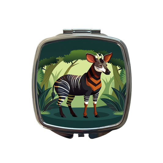 Okapi Forest Zebra Giraffe Small Travel Purse Handbag Pocket Makeup Compact Mirror