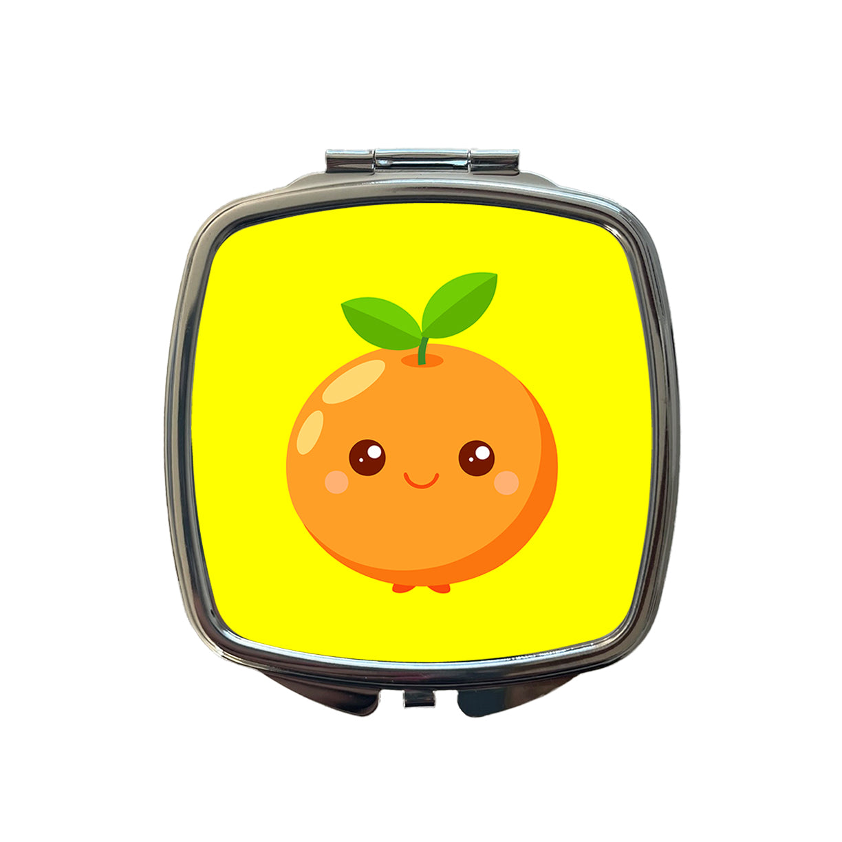 Orange Cute Happy Fruit Small Travel Purse Handbag Pocket Makeup Compact Mirror