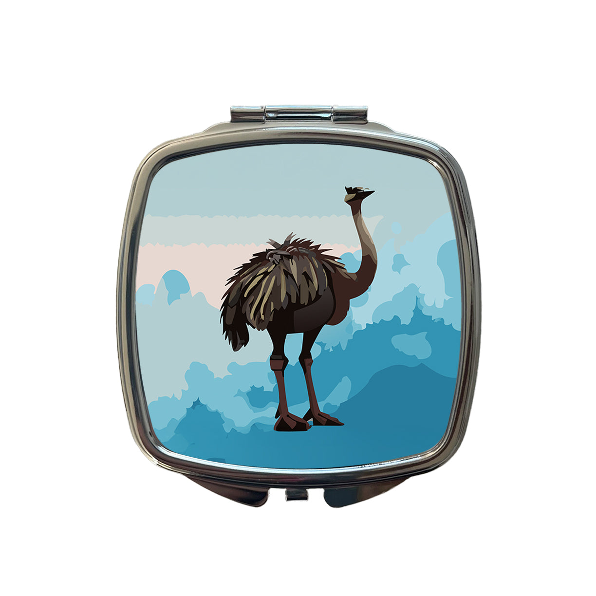 Ostrich Large Bird Standing Small Travel Purse Handbag Pocket Makeup Compact Mirror