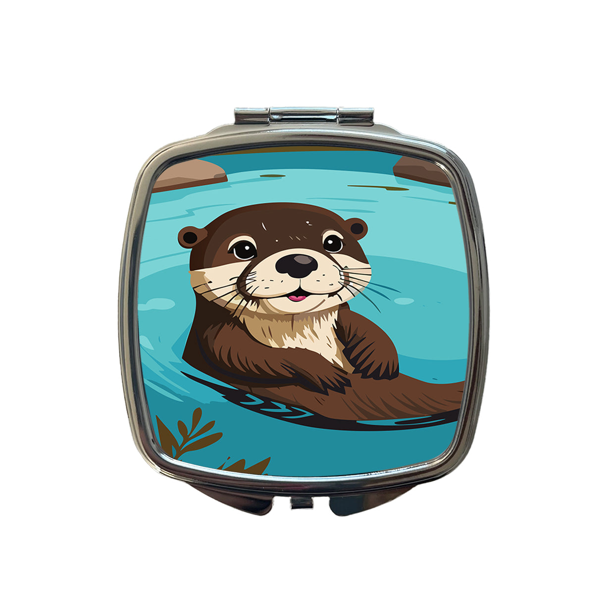 Otter Cute Swimming in Water Small Travel Purse Handbag Pocket Makeup Compact Mirror